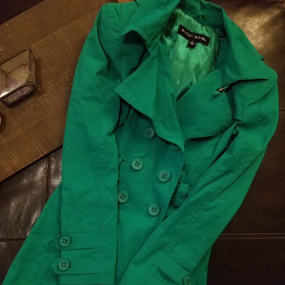 Green rain coat